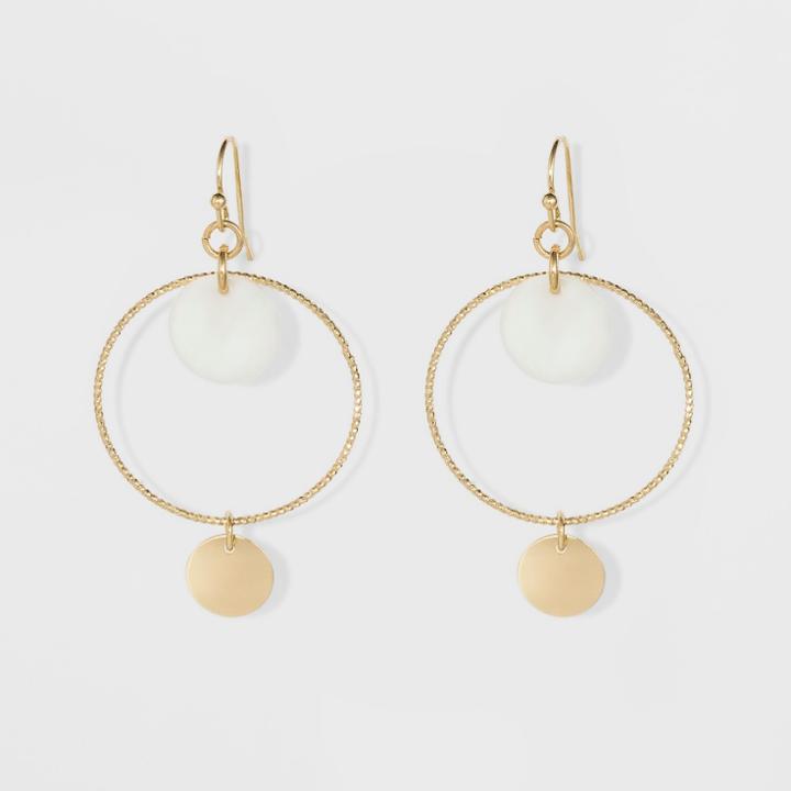 Rivershell Discs, Wire Circle, And Coin Earrings - A New Day Gold