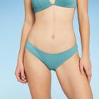 Women's Ribbed Cheeky Bikini Bottom - Shade & Shore Light Teal