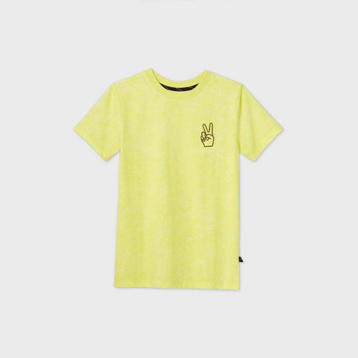 Boys' Short Sleeve Peace Sign Graphic T-shirt - Art Class Yellow