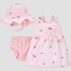 Baby Girls' 2pc Butterfly Dress With Hat - Just One You Made By Carter's Pink Newborn