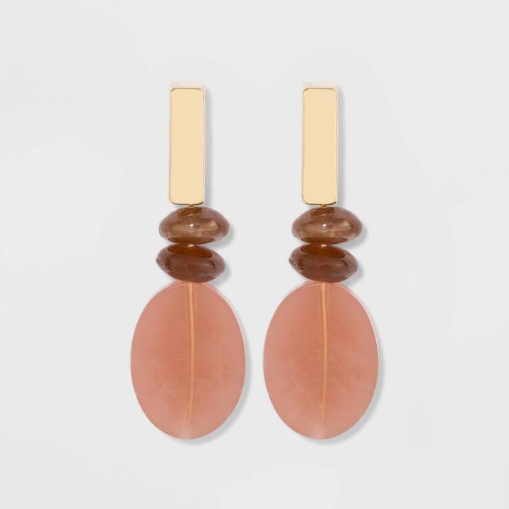 Beaded Drop Earrings - A New Day Blush Pink, Women's