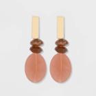 Beaded Drop Earrings - A New Day Blush Pink, Women's