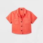 Women's Short Sleeve Button-down Shirt - Wild Fable Coral M, Women's, Size: