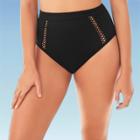 Women's Slimming Control Mesh Inset High Waist Bikini Swim Bottom - Beach Betty By Miracle Brands Black S, Women's,