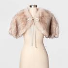 Women's Faux Fur Collared Jacket - A New Day Tan One Size, Women's