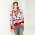 Zoe+liv Women's Rudolph Fair Isle Light Up Graphic Pullover Sweater -