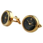 Peugeot Watches Peugeot Men's 14k Gold Plated Cuff Link Real Working Face Watch - Black/gold