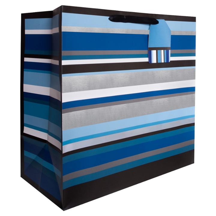 Spritz Striped Gift Bag Blue/gray -