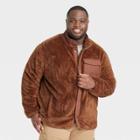 Men's Big & Tall Solid Sherpa Glove Faux Fur Jacket - Goodfellow & Co Brown