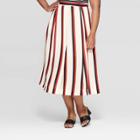 Women's Plus Size Striped Mid-rise Safari Paneled Midi Skirt - Who What Wear White