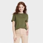 Women's Short Sleeve Casual T-shirt - A New Day Olive Green