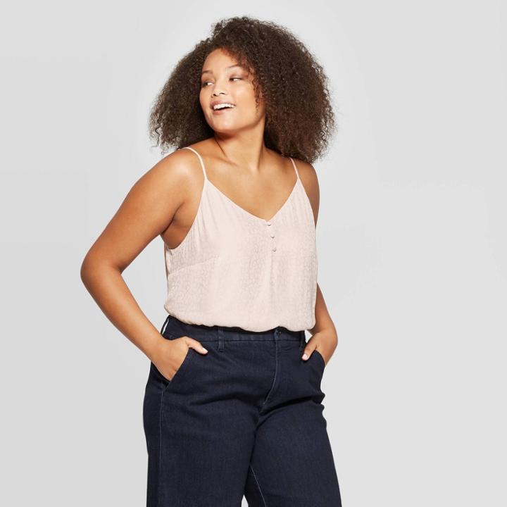 Women's Plus Size V-neck Woven Tank Top - A New Day