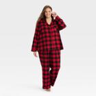 Women's Plus Size Holiday Buffalo Check Plaid Flannel Matching Family Pajama Set - Wondershop Red