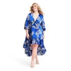 Plus Size Floral Tie-front High-low Dress - Alexis For Target Blue
