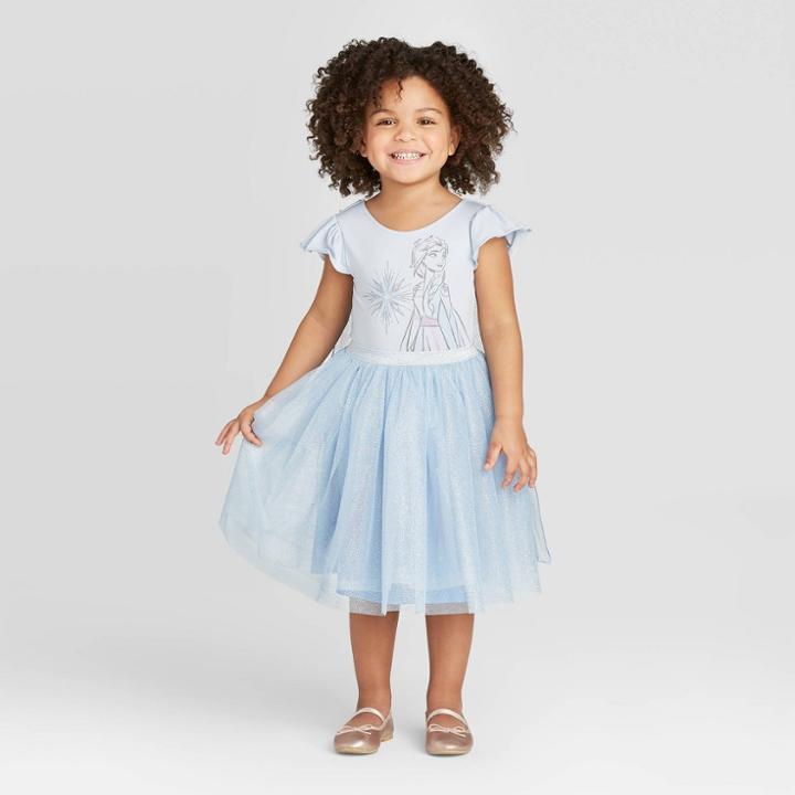 Toddler Girls' Disney Frozen Elsa Tutu Dress With Cape - Blue