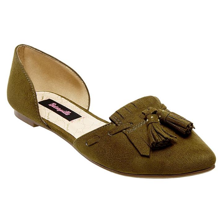 Women's Betseyville Inked Tassel D'orsay Pointy Toe Flats - Olive (green)