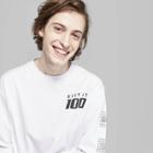 Men's Long Sleeve Keep It 100 Boxes Graphic T-shirt - Original Use White