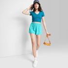 Women's High-rise Pull-on Shorts - Wild Fable Teal Blue