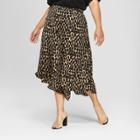 Women's Plus Size Leopard Print Seamed Asymmetric Hem Slip Skirt - Who What Wear Yellow/black 26w, Yellow/black