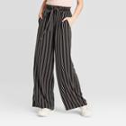 Women's Striped Mid-rise Belted Wide Leg Soft Pants - Xhilaration Black