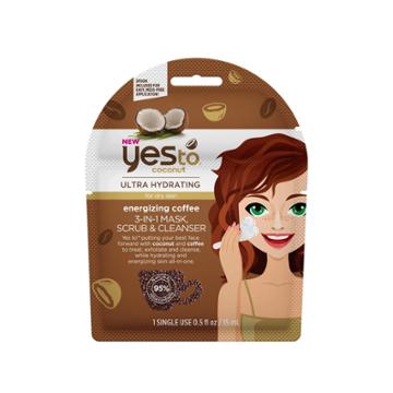 Yes To Coconut Energizing Coffee 3-in-1 Mask, Scrub And Cleanser - .5 Fl Oz