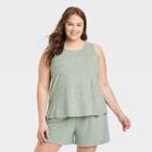 Women's Plus Size Terry Tank Top - A New Day Green