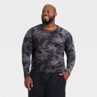 Men's Big & Tall Camo Print Fitted Long Sleeve T-shirt - All In Motion Black