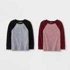 Toddler Boys' 2pk Long Sleeve T-shirt - Cat & Jack Black/maroon