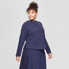 Women's Plus Size Crew Neck Sweatshirt - Ava & Viv Navy