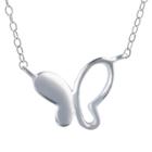 Women's Journee Collection Half Open Half Closed Butterfly Necklace In Sterling Silver -