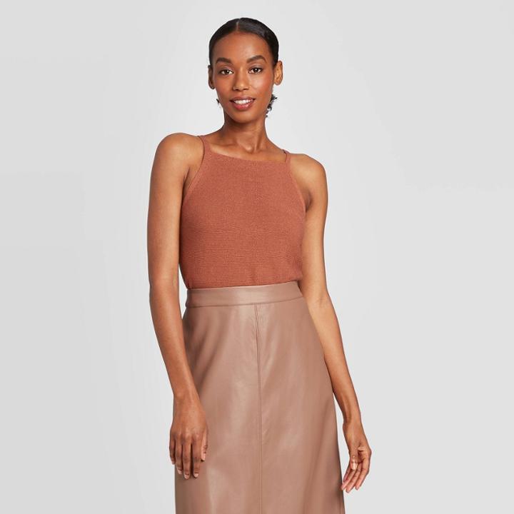 Women's Square Neck Sleeveless Sweater Vest - Prologue Rust Xs, Women's, Red