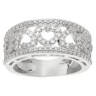 Journee Collection 2/5 Ct. T.w. Round-cut Cubic Zirconia Cut-out Heart Pave Set Band In Sterling Silver -