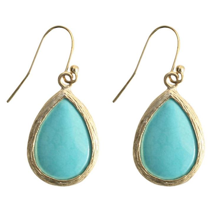 Zirconite Fish Hook Earring - Turquoise, Turqouise