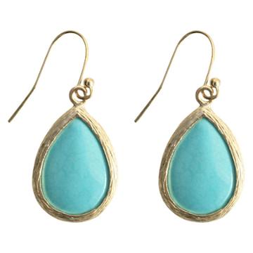 Zirconite Fish Hook Earring - Turquoise, Turqouise