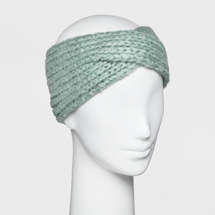 Women's Knit Crossover Headband - A New Day Green