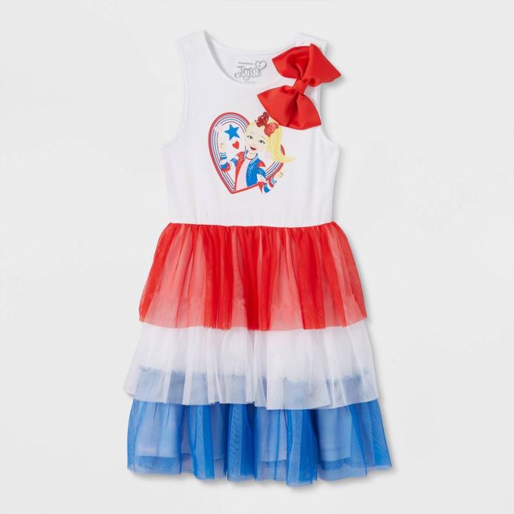 Girls' Jojo Siwa Americana Tutu Dress - White/blue/red