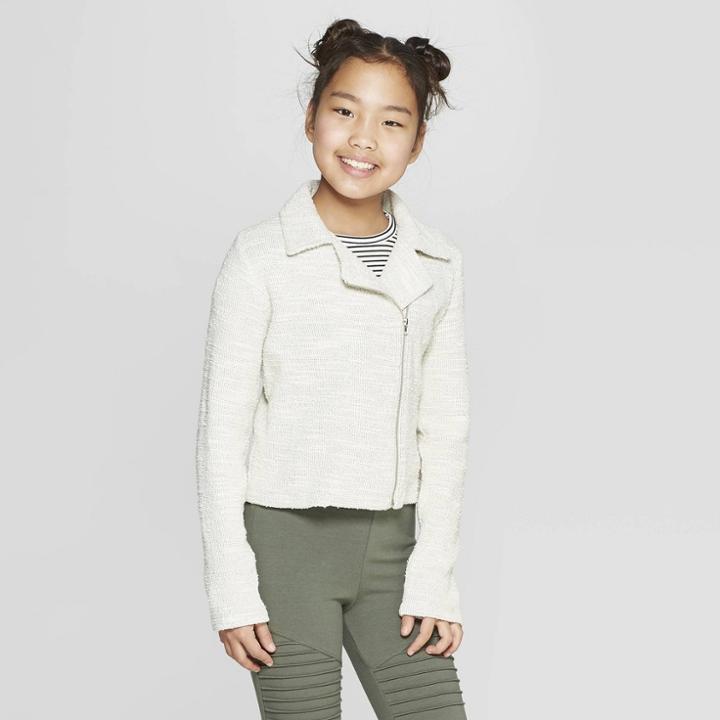 Girls' Moto Jacket - Art Class Cream