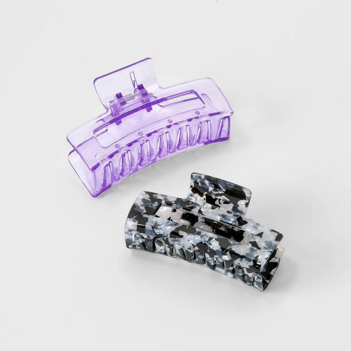 Girls' 2pk Claw Clip - Art Class Black/purple