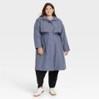 Women's Plus Size Trench Coat - A New Day Blue