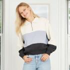 Women's Quarter Zip-up High Neck Pullover Sweatshirt - Universal Thread Xs Navy/cream, Blue/ivory