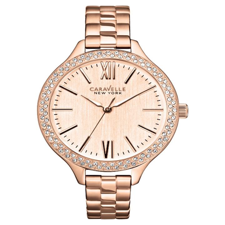 Caravelle New York By Bulova Women's Rose Gold-tone Stainless Steel Bracelet Watch- 44l125, Size: