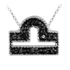 Distributed By Target Women's Accent Round-cut Black Diamond Pave Set Libra Zodiac Pendant - White