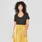 Women's Any Day Shine Scoop Short Sleeved T-shirt - A New Day Black/gold