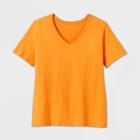 Women's Plus Size Short Sleeve V-neck Essential T-shirt - Ava & Viv Orange 1x, Women's,