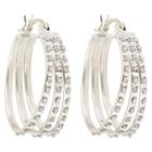 Target Flare Sterling Silver Earrings With Diamond Accents - White