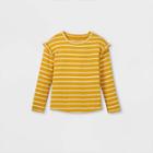 Girls' Printed Cozy Long Sleeve Pullover - Cat & Jack Mustard/cream Xs, Ivory/yellow