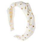 Ta-da Girls' Fabric-knot Headband White Gold Polka Dot