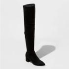 Women's Naviah Faux Leather Heeled Over The Knee Boots - A New Day Black