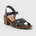 Women's Corrie Faux Leather Stacked Block Heel Pumps - Universal Thread Black