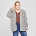 Women's Plus Size Cable Knit Cardigan - Universal Thread Gray X